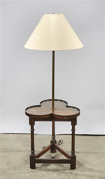 Appraisal: Vintage tripod table with attached lamp x approx Condition as-is