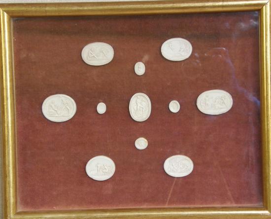 Appraisal: Framed group of eleven classical style plaster intaglios