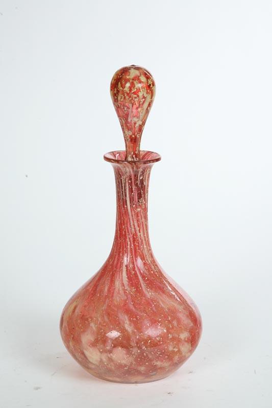 Appraisal: ART GLASS STOPPERED DECANTER Bulbous form with a flared rim