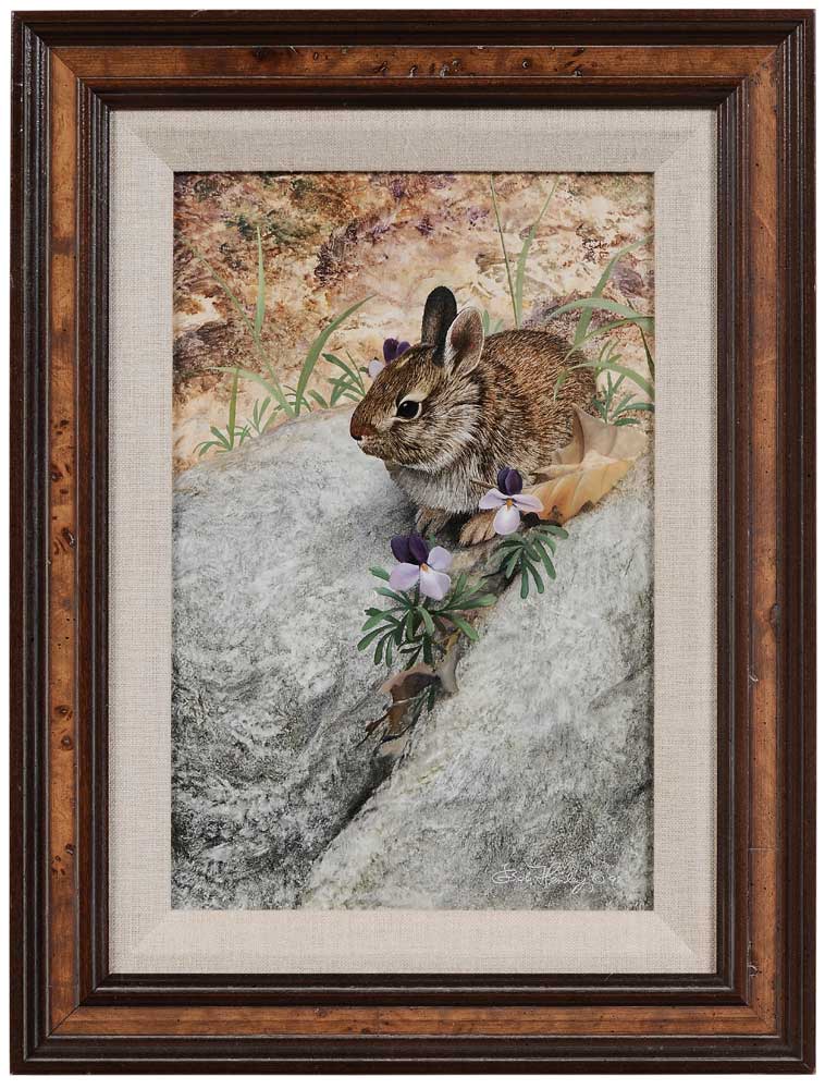 Appraisal: Bob Henley Virginia born Baby Rabbit with Violas signed lower