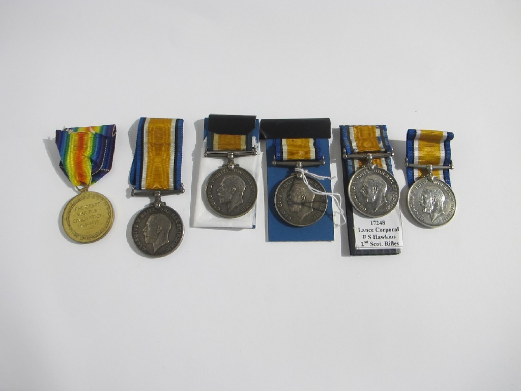 Appraisal: A lot comprising four individual WWI war medals to L