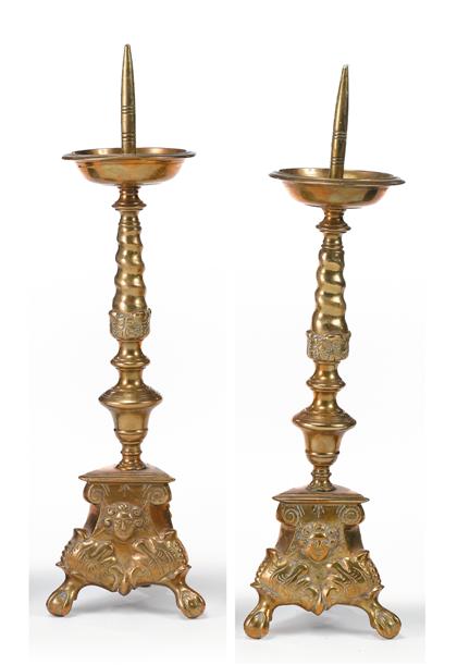 Appraisal: Pair of Northern European brass pricket sticks th th century