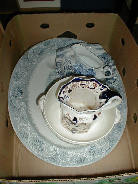 Appraisal: A large Victorian transfer printed meat dish etc