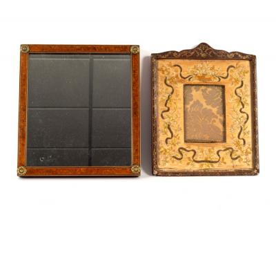 Appraisal: A small rectangular wall mirror in a burr yew frame