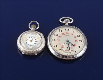 Appraisal: An open faced dress pocket watch by Longines With niello