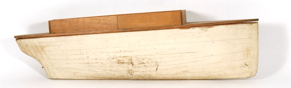 Appraisal: LAID-UP WOODEN POND MODEL th CenturyHull painted white Once fitted