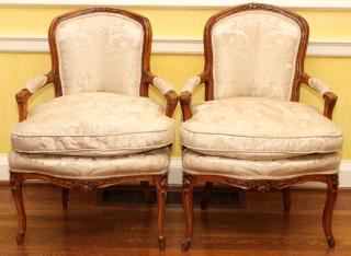 Appraisal: LOUIS XV STYLE BERGERES PAIR LOUIS XV STYLE BERGERES PAIR