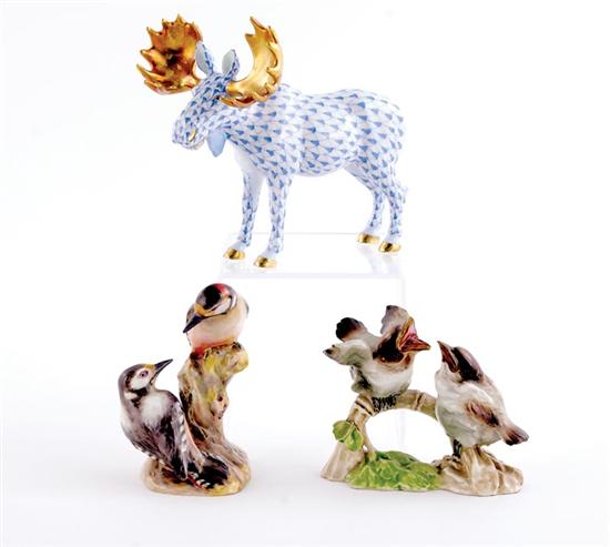 Appraisal: Herend Royal Worcester and Italian animal figurines Herend moose blue