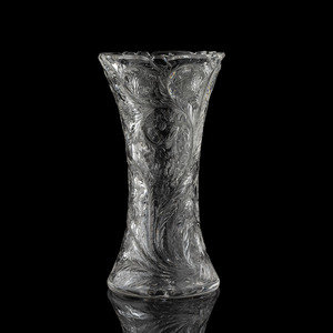 Appraisal: An Intaglio-Cut Copper Wheel-Polished Glass Vase Height x width inches