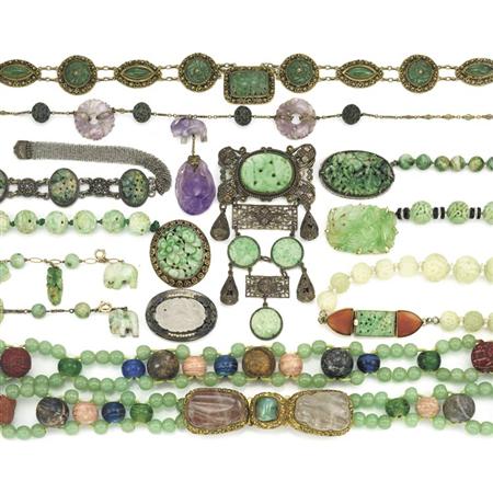 Appraisal: Group of Assorted Carved Jade and Jade Jewelry Estimate -