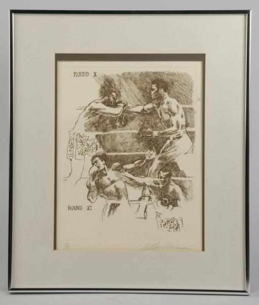 Appraisal: Leroy Neiman Ali vs Frazier Suite Etching Description Framed under