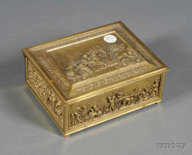 Appraisal: Continental Bronze Jewelry Box late th early th century rectangular