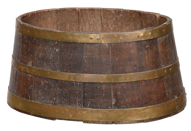 Appraisal: Barrel Form Brass Bound Firewood Bucket probably British late th