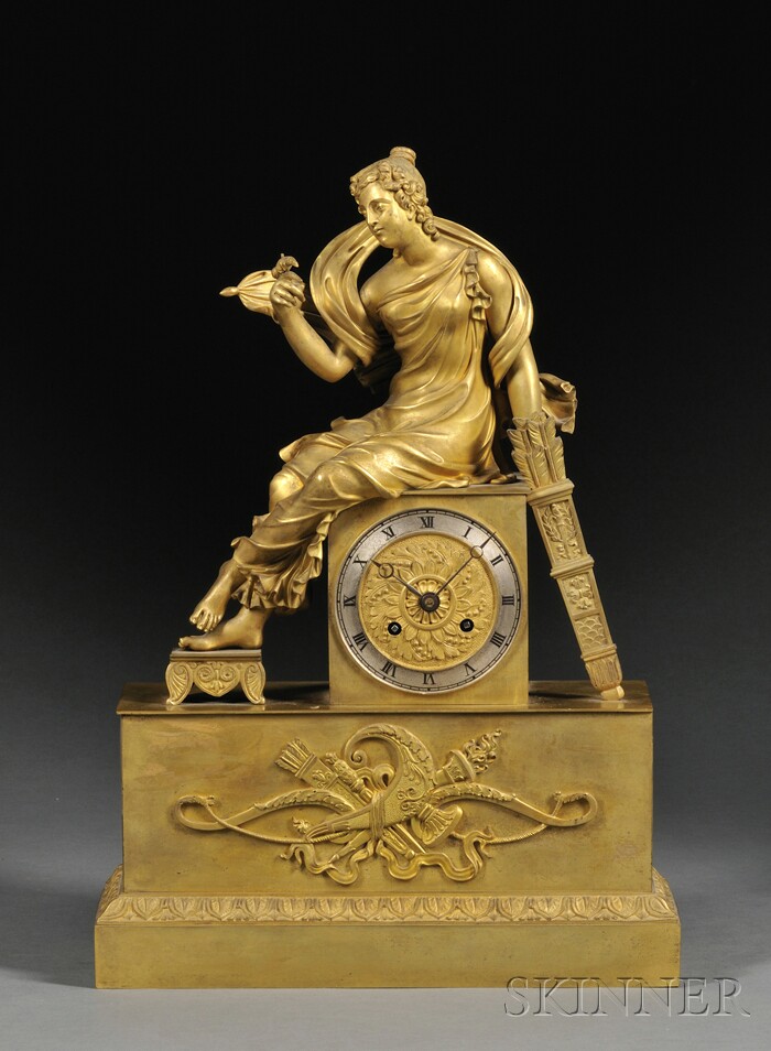 Appraisal: French Ormolu Figural Mantel Clock probably Paris c with seated