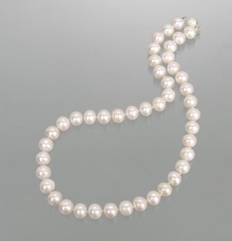 Appraisal: A String of mm White Cultured Pearls Hand-knotted string of