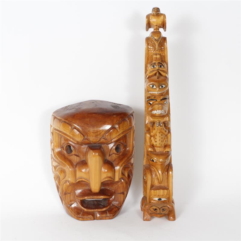 Appraisal: Two Piece Haida Totem carving by Eli Bell Decorative wood