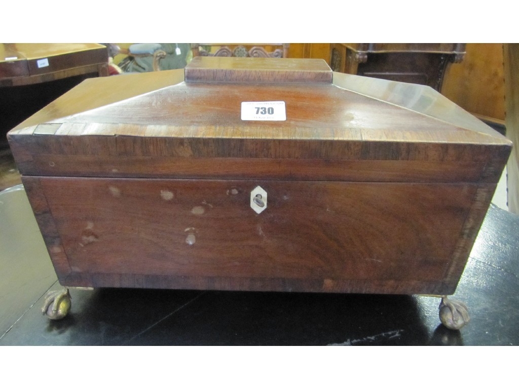 Appraisal: Victorian mahogany sarcophagus shaped tea caddy