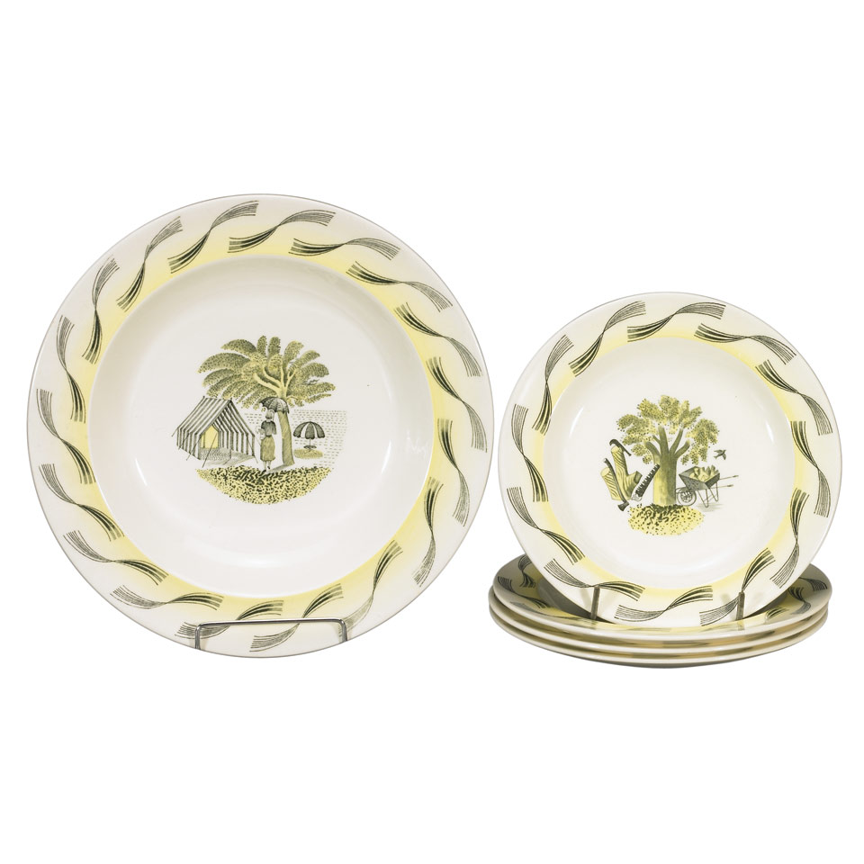 Appraisal: Four Wedgwood Garden Plates and a Bowl Eric Ravilious c