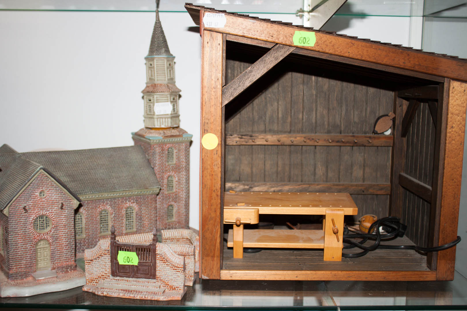 Appraisal: HO scale train barn church and blacksmith shop