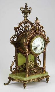 Appraisal: gilt brass onyx clock works signed Gustav Becker- Freiburg Silesia