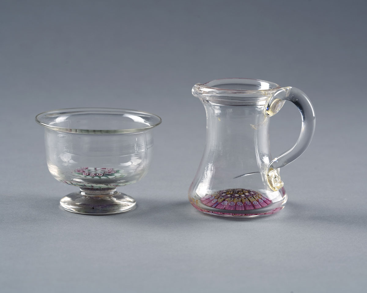 Appraisal: WHITEFRIARS GLASS CREAM PITCHER AND FOOTED BOWL EACH WITH CONCENTRIC