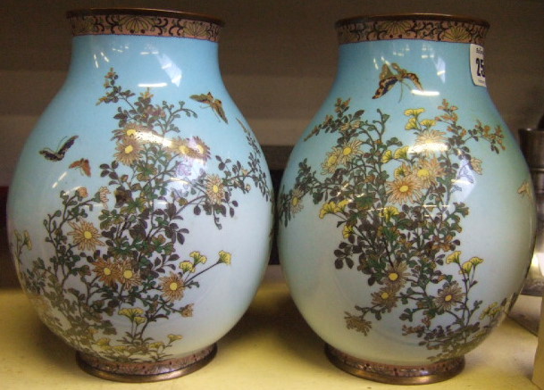 Appraisal: A pair of cloisonne vases late th early th century