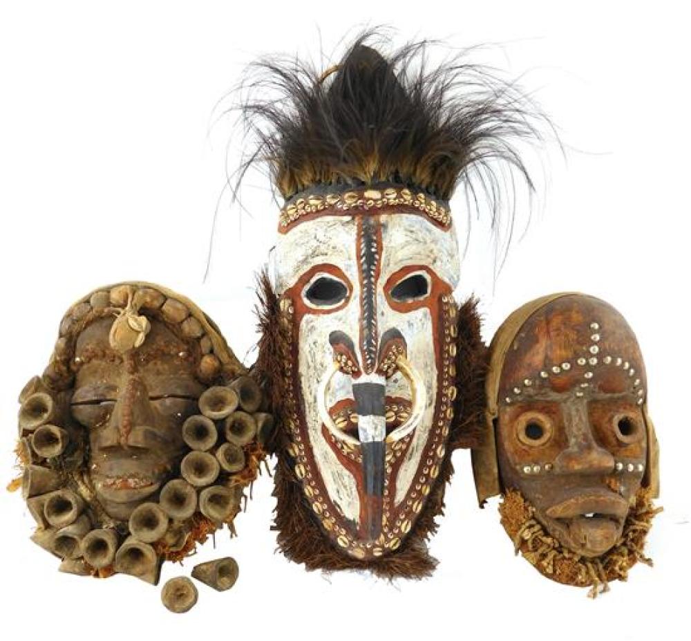 Appraisal: TRIBAL Three Decorative Masks from Liberia and Papua New Guinea