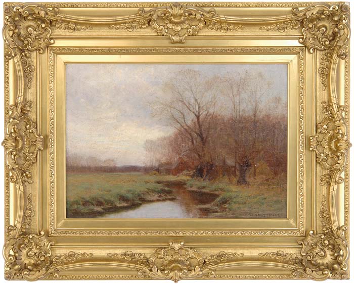 Appraisal: WILLIAM MERRITT POST American - LATE FALL LANDSCAPE WITH STREAM