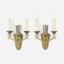 Appraisal: French SCONCES PAIR c brass glass nickel-plated brass h w