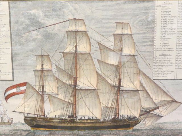 Appraisal: Fine Lithograph of Sailing Ship Angelo Guilliehini image area x