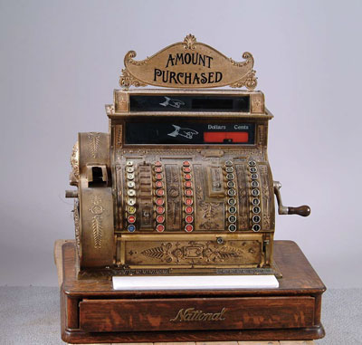 Appraisal: NATIONAL CASH REGISTER MODEL Fancy brass store register with reticulated