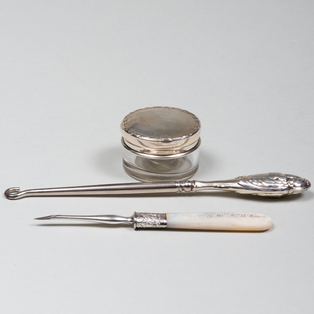 Appraisal: Group of Ladies Silver Toilette Articles Comprising A silver mounted