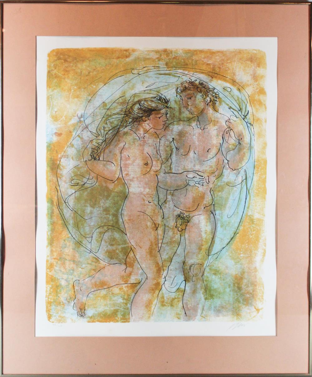 Appraisal: HANS ERNI - ADAM AND EVE Aquatint x in