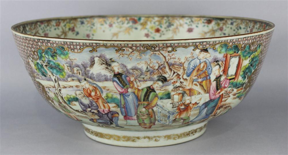 Appraisal: CHINESE EXPORT MANDARIN PALETTE PUNCH BOWL the large circular bowl