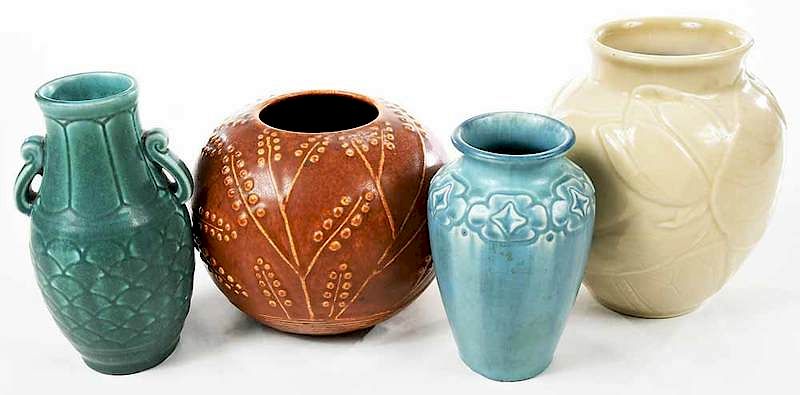 Appraisal: Four Rookwood Art Pottery Vases American th century semi matte