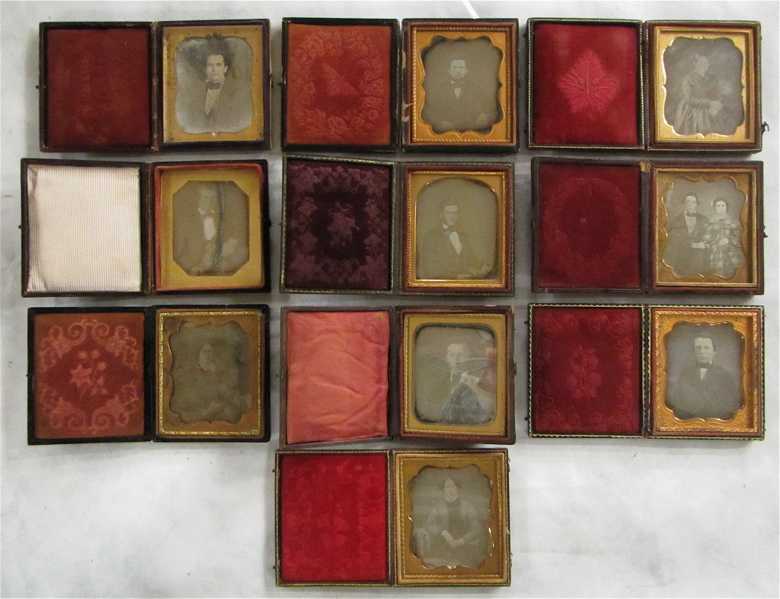 Appraisal: TEN DAGUERREOTYPE CASED PHOTOS depicting traditional portraits of men and