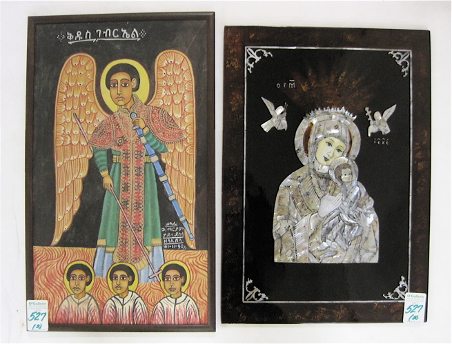 Appraisal: TWO RUSSIAN ICONS the first depicts the Madonna and Child