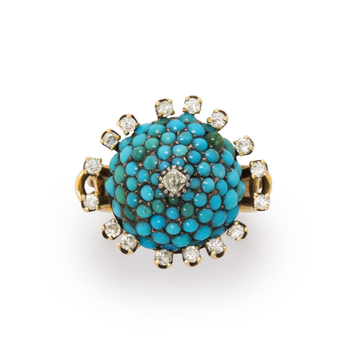 Appraisal: A TURQUOISE DIAMOND AND FOURTEEN KARAT GOLD RING A turquoise