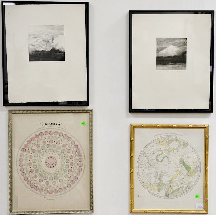 Appraisal: Four framed items to include Southern Circumpolar map F J