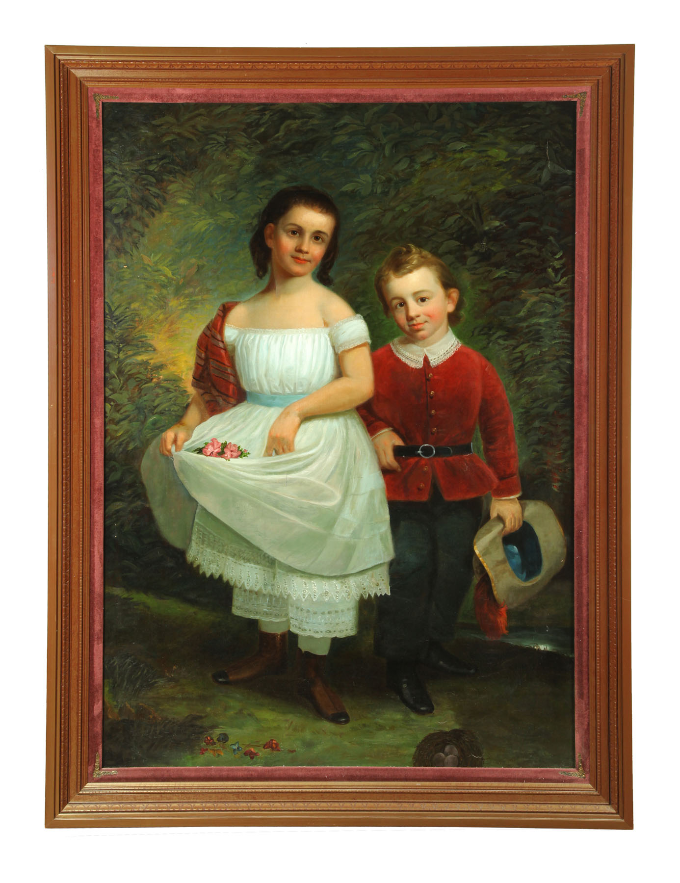 Appraisal: LARGE PORTRAIT OF BOY AND GIRL ENGLISH OR AMERICAN SCHOOL