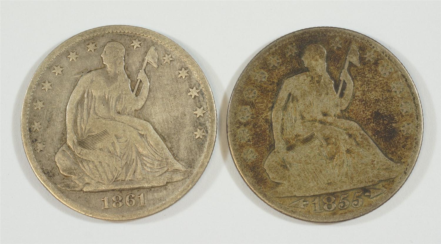 Appraisal: o seated half G and an o seated half VG