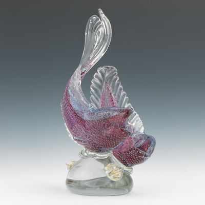 Appraisal: A Murano Glass Sculpture of Two Fish by Alfredo Barbini