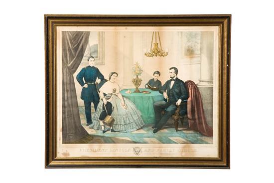 Appraisal: LITHOGRAPH OF LINCOLN AND FAMILY CIRCLE American nd half- th