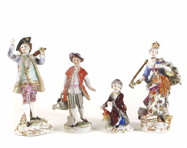 Appraisal: An assembled group of fourteen German porcelain figures late th