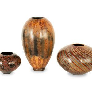 Appraisal: Three Paradox Ceramic Vases American Late th Early st Century