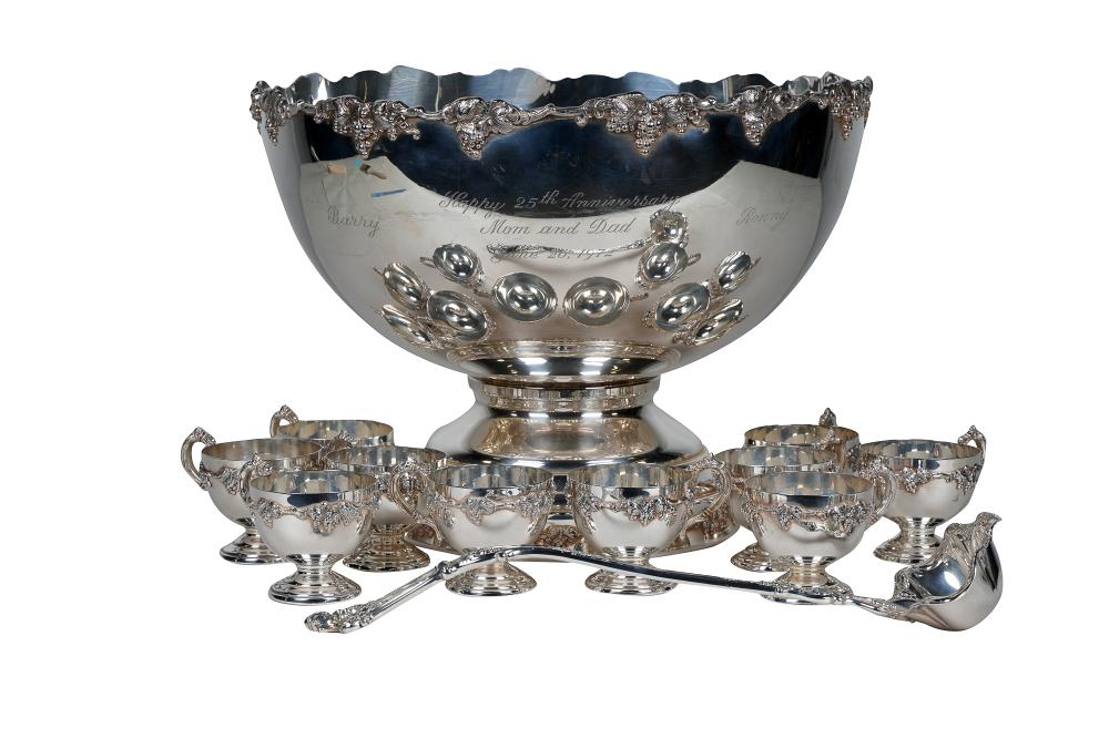 Appraisal: AMERICAN SILVERPLATE PUNCH SERVICEthe cups marked for Wallace comprising one