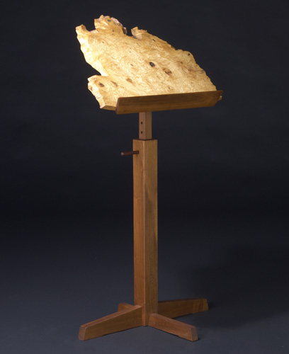 Appraisal: GEORGE NAKASHIMA Adjustable music stand podium with Buckeye burl top