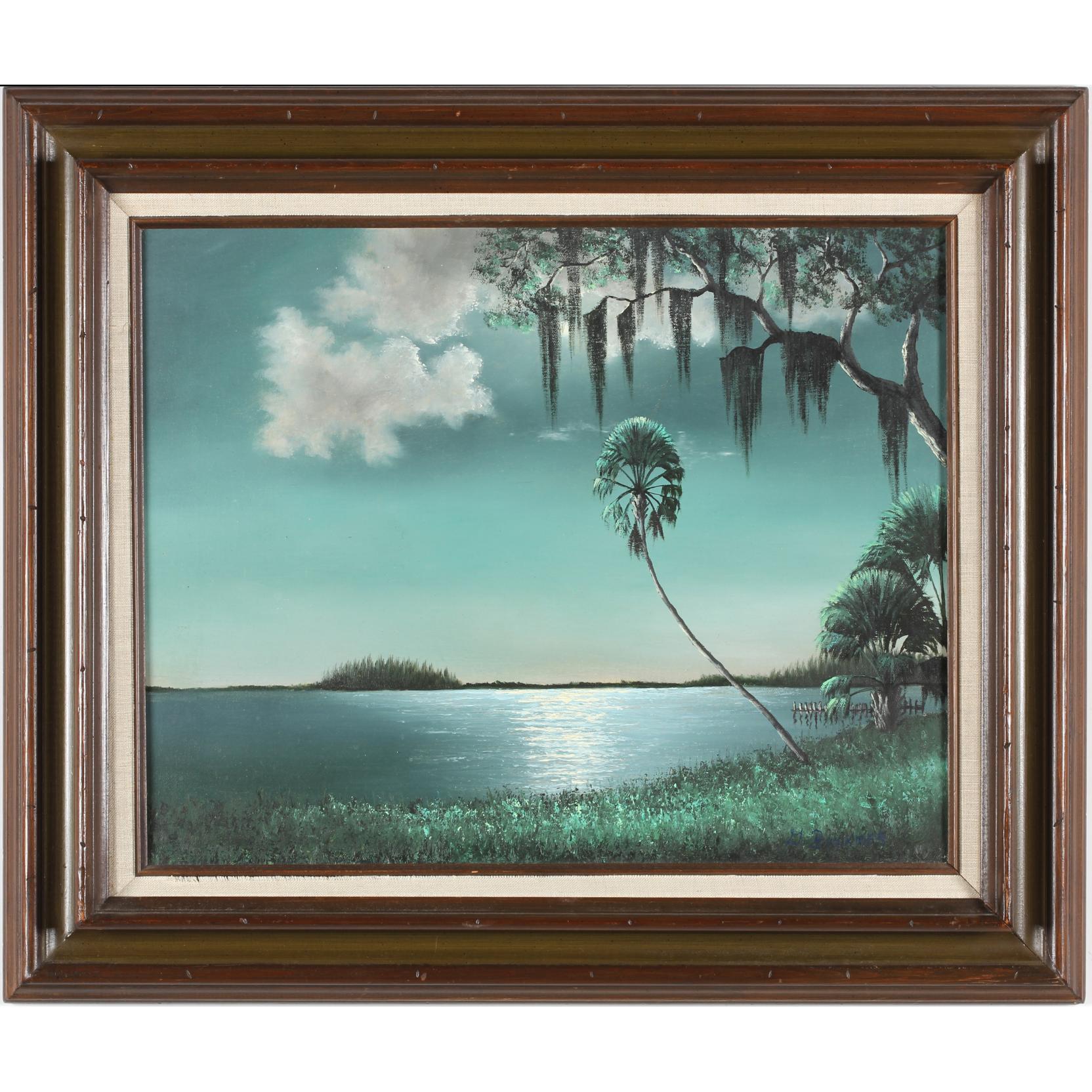 Appraisal: George Buckner FL d Florida Highwayman Landscape oil on canvas