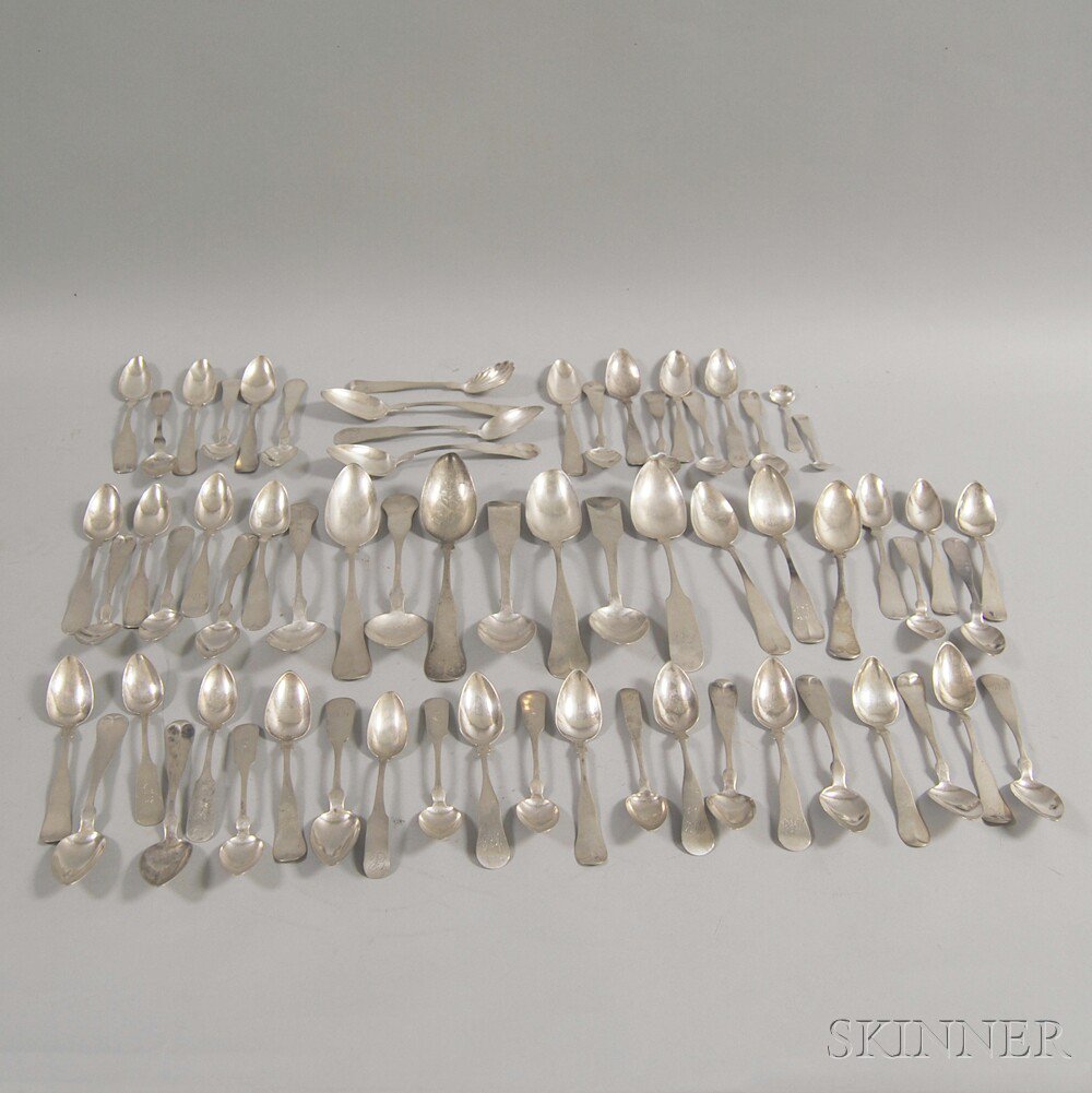 Appraisal: Large Group of Mostly Boston Coin Silver Spoons various makers