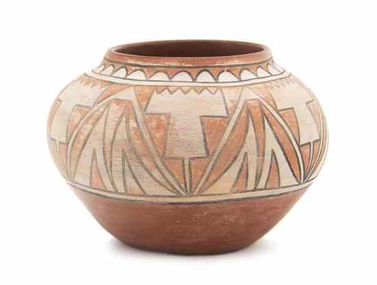 Appraisal: A Sandia Polychrome Olla having buff and sand papered geometric